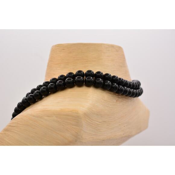 KJL Avon Necklace Collar White Rose Black Beaded Gold Tone Crystal Signed 9A - Picture 7 of 12